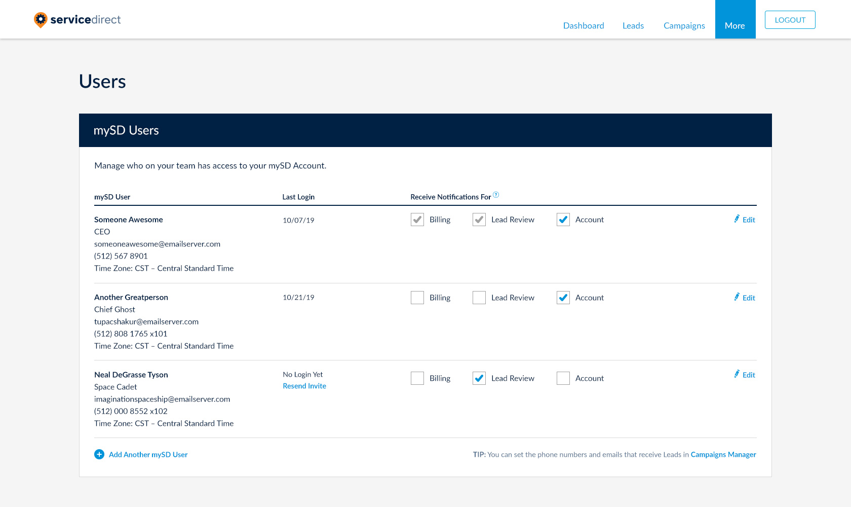 Managing Users & Notifications