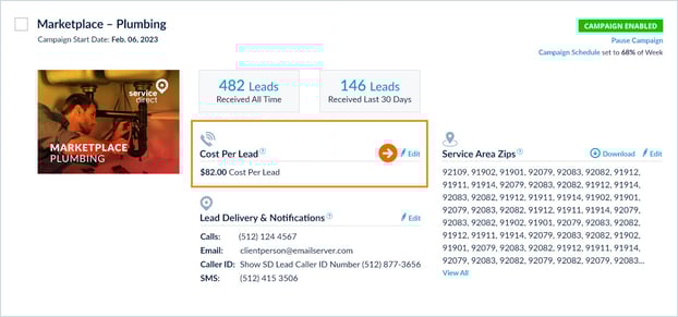 mySD Campaigns Manager Home Services Edit CPL